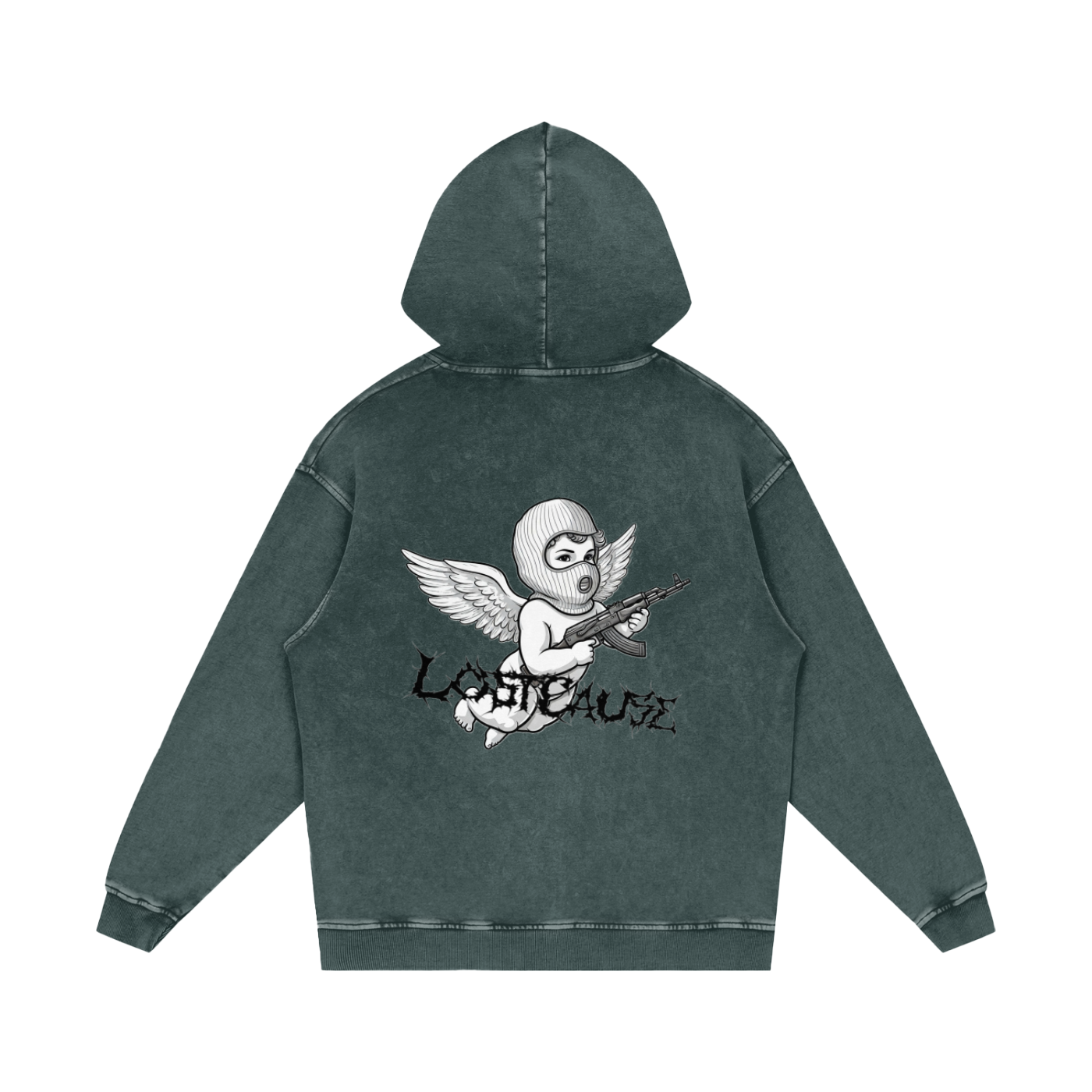 Acid Wash Oversize Hoodie - Fallen Angel