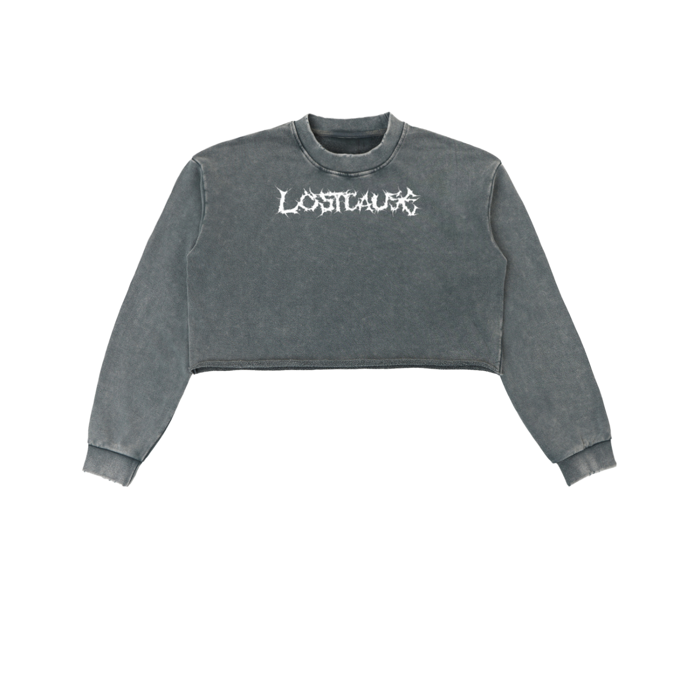 Snow Washed Raw Edge Cropped Sweatshirt - Lost Cause