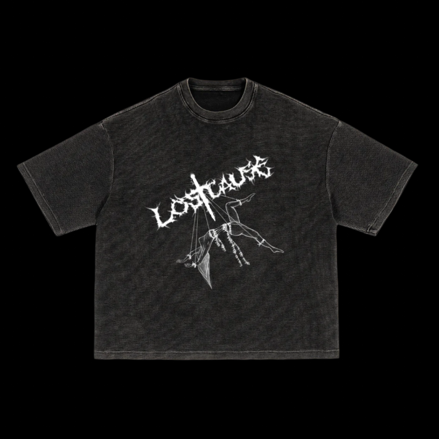 Waffle-Texture Washed Boxy T-Shirt - Lost Cause