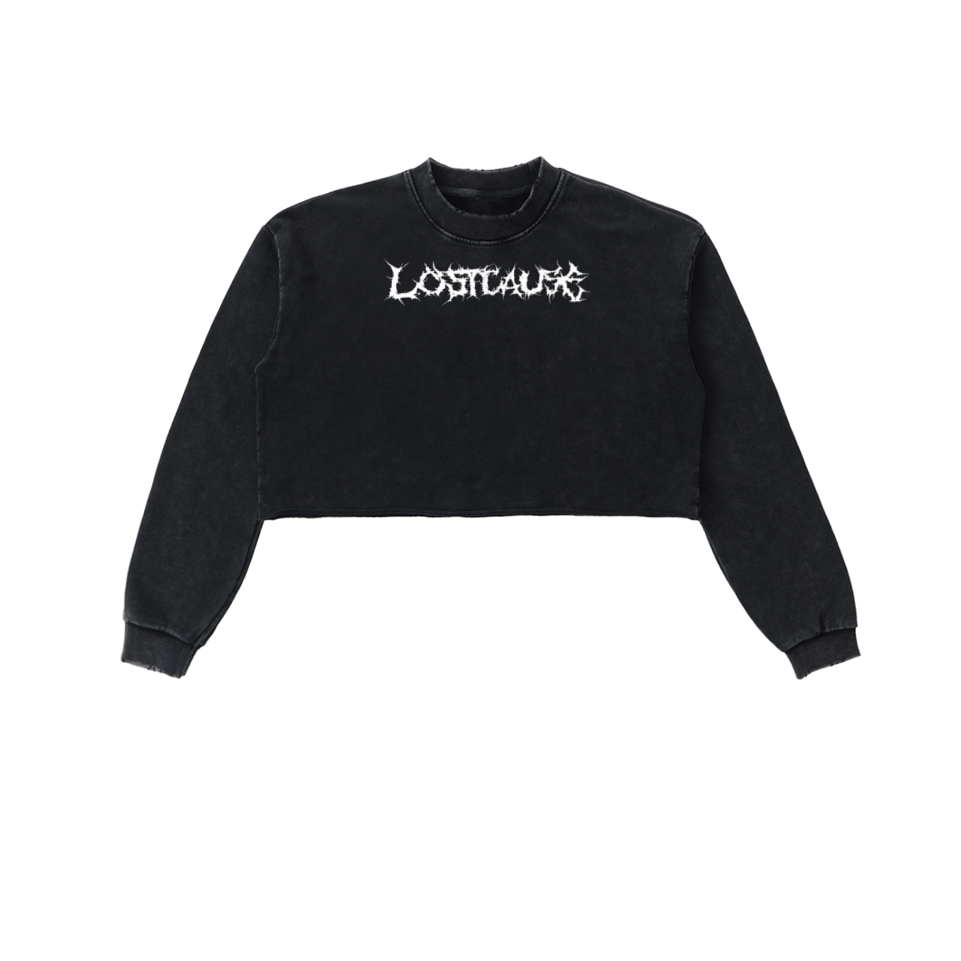 Snow Washed Raw Edge Cropped Sweatshirt - Lost Cause