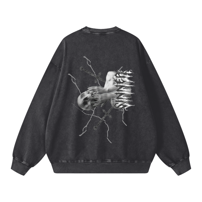 Acid Wash Oversize Sweatshirt - SINNER
