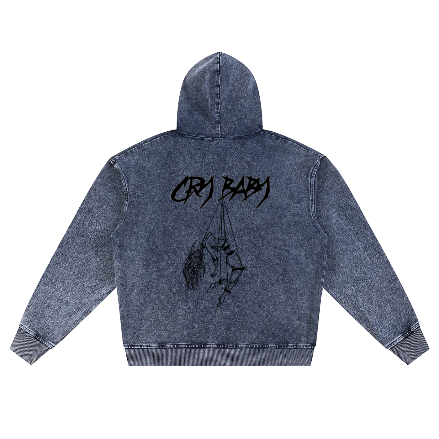 Snow Wash Oversized Zip-Up Hoodie - CRYYBABY