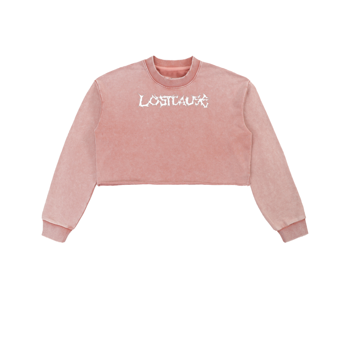 Snow Washed Raw Edge Cropped Sweatshirt - Lost Cause