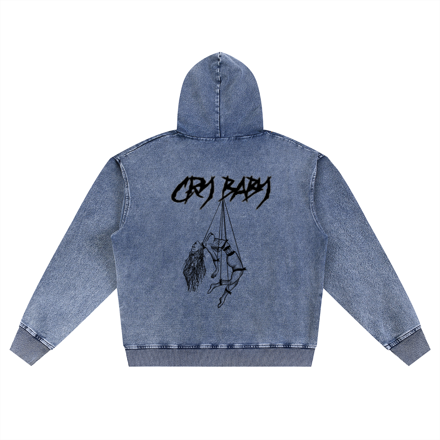 Snow Wash Oversized Zip-Up Hoodie - CRYYBABY