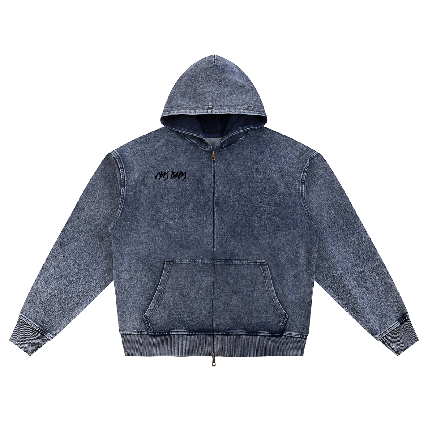 Snow Wash Oversized Zip-Up Hoodie - CRYYBABY