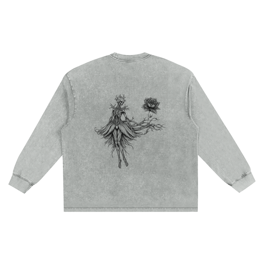Snow Washed Oversize Long Sleeve T-shirt - REBIRTH