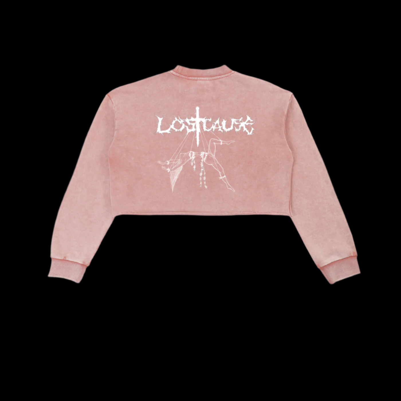 Snow Washed Raw Edge Cropped Sweatshirt - Lost Cause