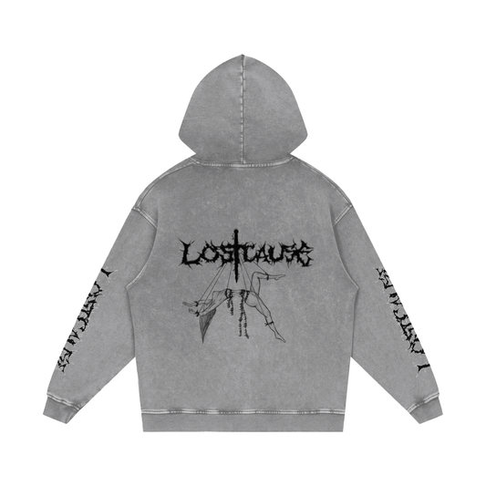 Snow Washed Loose Cotton Hoodie - Roses n Thorns