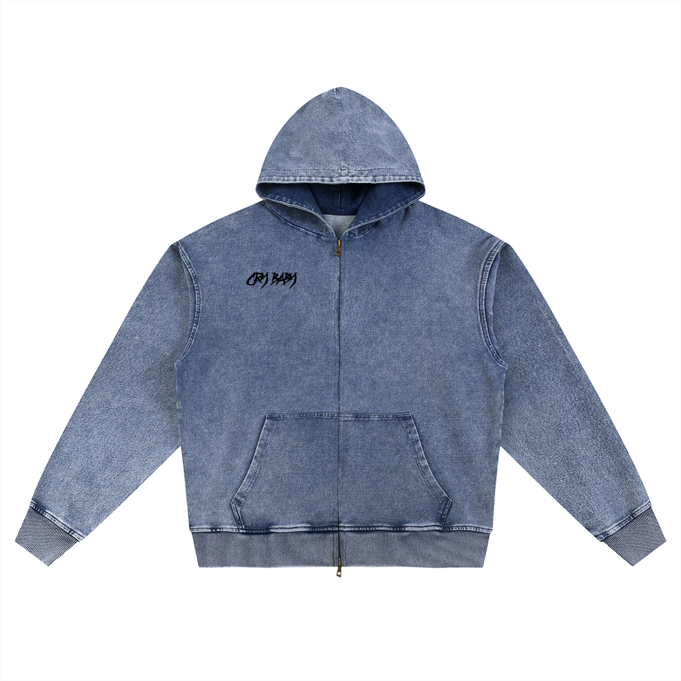 Snow Wash Oversized Zip-Up Hoodie - CRYYBABY